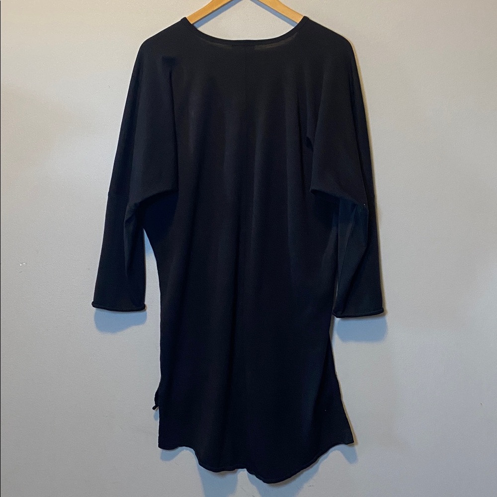 Ramblers Way Wool Tunic Dress Womens Medium Black Long Dolman Sleeves Hi Low Hem - Picture 8 of 12